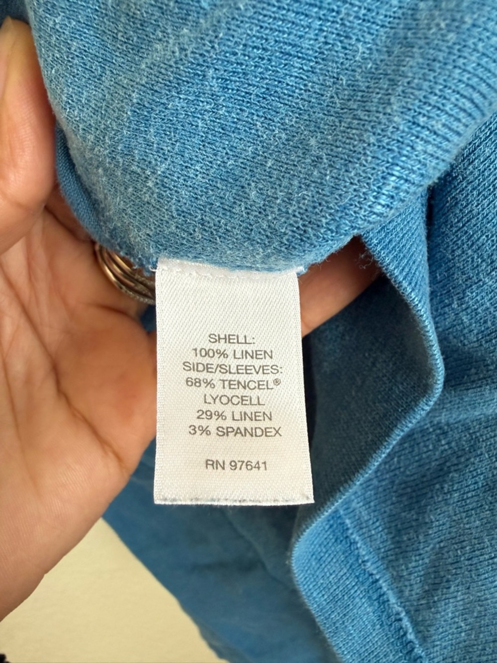 Pure Jill Blue Linen Blend Cap Short Sleeve Midi Dress - Picture 4 of 6